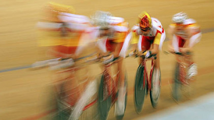Spain's track cycling team practice. The  track cycling competition will start on August 15.