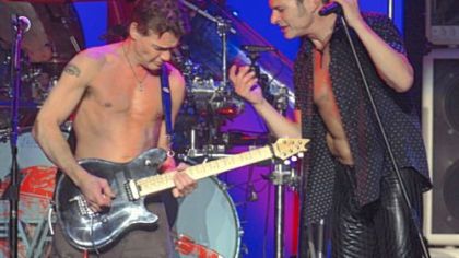Eddie Van Halen, left, and David Lee Roth perform in Madison Square Garden in New York in November.