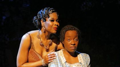 Angela Robinson, left, and Jeannette Bayardelle, who played Shug and Celie in "The Color Purple" on Broadway, are part of the national tour now at the Benedum Center for Pittsburgh CLO.