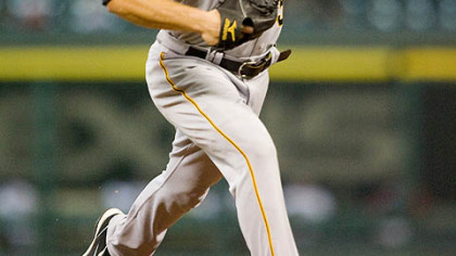Starter Zach Duke pitches in the first inning against the Houston Astros in Houston last night.