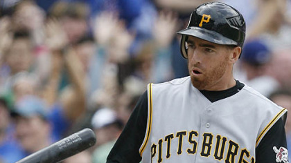 Adam LaRoche throws his bat after striking out during the eighth inning of yesterday's baseball game against the Chicago Cubs in Chicago. The Cubs won 3-2.