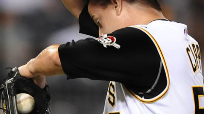 Matt Capps wipes his brow after allowing Lastings Milledge's go-ahead two-run homer in the ninth.
