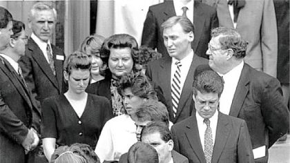 The family gathers for the funeral of Art Rooney in 1988 at St. Peter Church on the North Side.