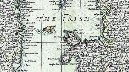 An ancient map shows the Welsh coast and border with England.