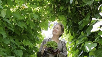 Alice Waters,  the grand dame of the slow food movement, is seen in her garden in Bolinas, Calif., earlier this month. She will be among speakers at the Slow Food Nation event over Labor Day weekend.