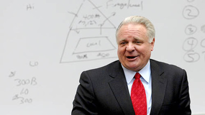 Jack Perkowski, author of "Managing the Dragon," speaks at the University of Pittsburgh's Katz Graduate School of Business Thursday.