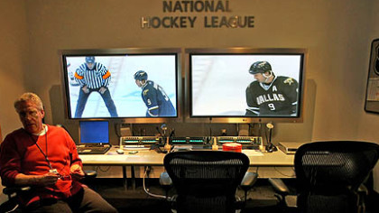 Mike Murphy, NHL vice president of hockey operations, keeps an eye on the games from the league's Toronto headquarters ... just in case.