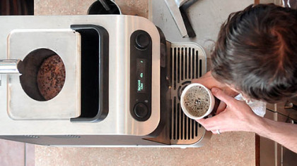 Luke Shaffer makes a cup of Kenyan coffee with the Clover, considered by many to be the best way to brew coffee.
