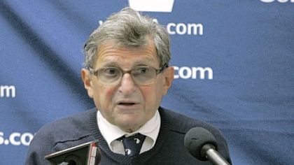 Paterno talks to reporters Saturday after the Purdue game.