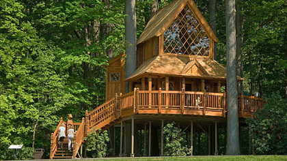 The Canopy Cathedral treehouse at Longwood Gardens has a 118-square-foot balcony.