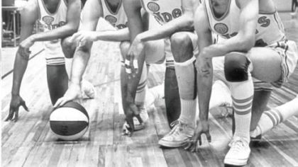 The Pittsburgh Pipers won the first ABA championship in 1968, then moved to Minneapolis. From left are four of the starters: Chico Vaughn, Art Heyman, Connie Hawkins and Charlie Williams. The fifth starter was Tom Washington.