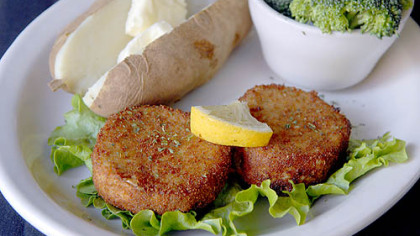 The crab cake dinner at Geno's Restaurant in Lawrenceville.