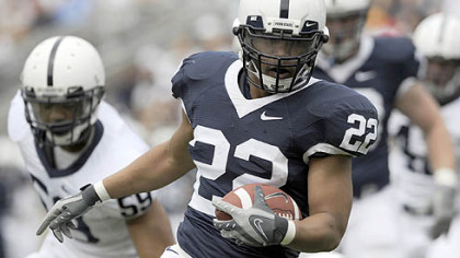 Evan Royster runs for a 4-yard touchdown Saturday in Penn State's Blue-White spring game.