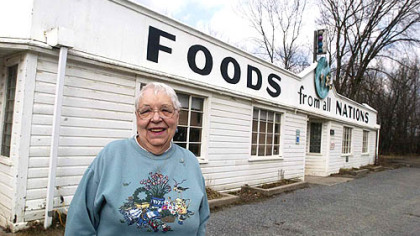 Doug Oster/Post-Gazette
Betty Sabo, manager of Baldinger's Market, stands outside the store, just south of Zelienople. The store is being re-created in downtown Zelienople by local business man Pat Boylan.