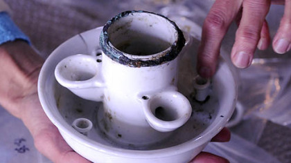 Discoveries included this porcelain quill holder that "was an everyday item in 1850," according to Christine Davis.