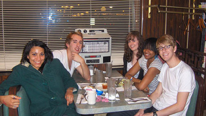 3:15 a.m. at Ritter's: Melissa Hellmann, left, Dan Schimtt, Colleen Quinn, Trinity Schepp, Tim Hirsh.