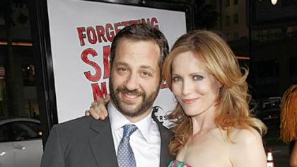 The answer to the first question -- who is Judd Apatow married to -- is  actress Leslie Mann. The couple is shown arriving for last week's premiere of "Forgetting Sarah Marshall" at the Chinese Theater in Los Angeles.