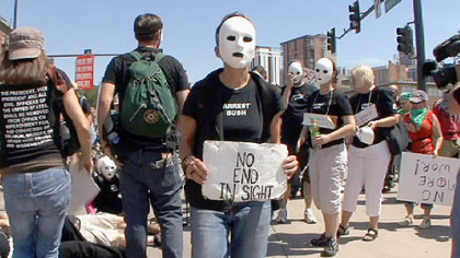 Lori Arbiter, of New York, takes part in the March of the Dead to protest the war in Iraq yesterday in Denver.