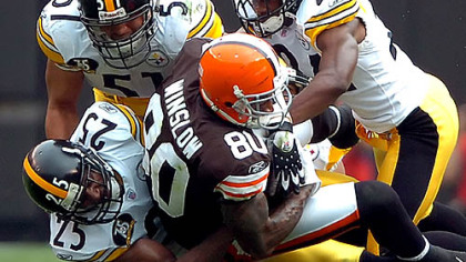 Free safety Ryan Clark, bottom, was back working with the first-team defense in minicamp.