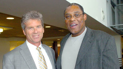 Joseph Burchick, president of Master Builders Association of Western Pennsylvania, and Dwight White attending a 2006 fundraiser for 400 hosted by the law firm Meyer, Unkovic & Scott. The affair was a benefit for Rebuilding Together Pittsburgh, a nonprofit organization that helps low-income elderly and disabled homeowners with home maintenance issues.