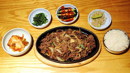 Bulgogi, thinly sliced beef marinated in light soy sauce, is a specialty of the house at the Korea Garden in Oakand.