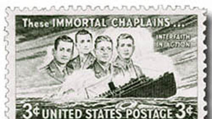 The United States issued a three-cent stamp honoring the four chaplains in 1948.