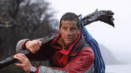 Bear Grylls filming "Man vs. Wild" in Patagonia, Argentina.