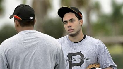 Pedro Alvarez listens to an instructor yesterday