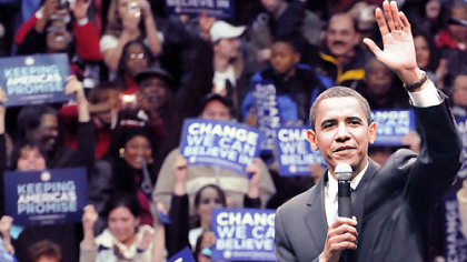 Sen. Obama greets a capacity crowd.