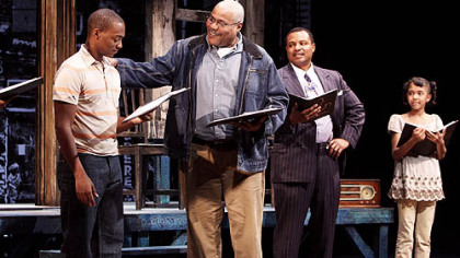 Anthony Mackie as Cory, Bill Nunn as Jim Bono, Montae Russell as Lyons, Autumn Malhotra as Raynell in 'Fences'