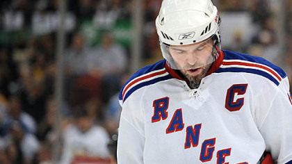 New York Rangers' Jaromir Jagr hangs his head after losing to the Penguins in overtime.