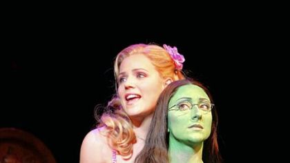 Katie Rose Clarke as Glinda and Carmen Cusack as Elphaba.
