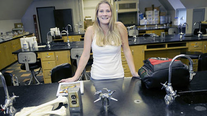 Amanda Grady, 25, of the North Side, in a lab room where she had a class.