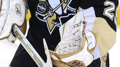 Fleury makes save against the Rangers in the second period.