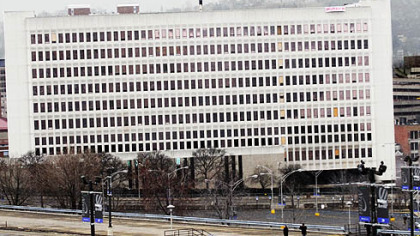 St. Francis Central Hospital before demolition yesterday.