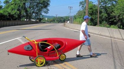 Dave Malehorn of Morningside wheels his kayak hither and yon, from the Allegheny to the Mon.