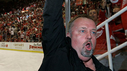 Joe Louis Arena building operations manager Al Sobotka twirls an octopus thrown onto the ice before the start of Game 1 of the Western Conference hockey finals between the Dallas Stars and the Red Wings in Detroit earlier this month.