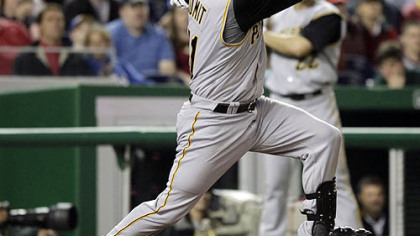 Ryan Doumit takes Odalis Perez deep for his fifth home run in the seventh inning last night, one that tied the score at 2-2.