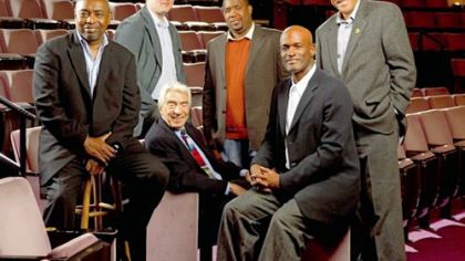 Directors for "August Wilson's 20th Century," from left: Israel Hicks, Todd Kreidler (standing), Gordon Davidson (sitting), Derrick Sanders, Kenny Leon and Lou Bellamy.