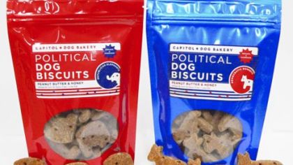 Political Dog Biscuit bags come in two different colors, with donkeys or elephants for your pet.