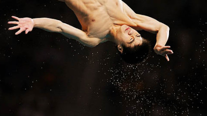 BEIJING -- China's Liang Huo competes in the diving men's 10m platform final event.
