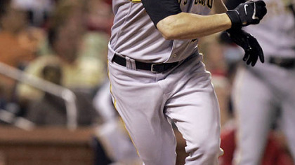 Jason Michaels watches his grand slam leave the park in the seventh inning last night in St. Louis.