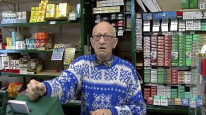 Morris Goldstein, 95, sells lottery tickets and cigarettes at Frank's News in Scranton. He cast his first vote for FDR, in the days the city boomed. Now, he says, people are struggling and he hopes the 2008 election will change things.