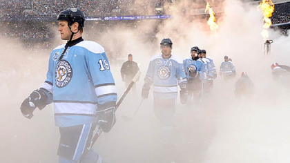 The NHL's first outdoor game in the United States was full of pyrotechnics and electricity.