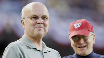 Central Intelligence Agency Director General Michael Hayden, left, and White House Chief of Staff Josh Bolten are pictured in the stands as the Pirates played the Washington Nationals last night in Washington.