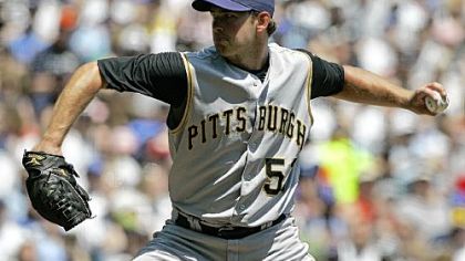 Pirates starter Zach Duke throws in the first inning of yesterday's game against the Brewers in which Milwaukee scored four first-inning runs.