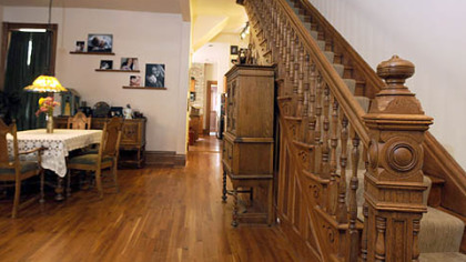 The Stephanys' house, which will be on the Lawrenceville House tour, has floors of cherry hardwood from the Allegheny National Forest in the dining room. 
It took Rob and Molly Stephany four months to strip the spindled staircase.