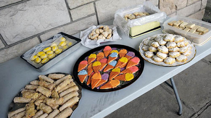 Cookies baked by Frick Park Lawn Bowling Club members await the bowlers during a Wednesday night lawn bowling match and cookie fest.