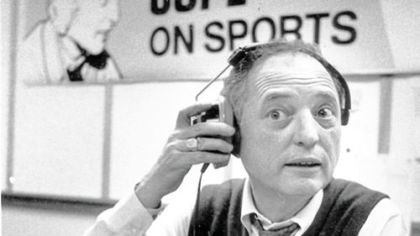 Myron Cope at home in his office/studio at WTAE in Wilkensburg in 1983.