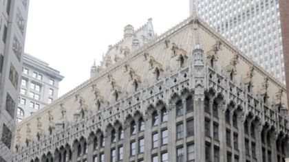A view of the Union Trust Building from Grant Street.